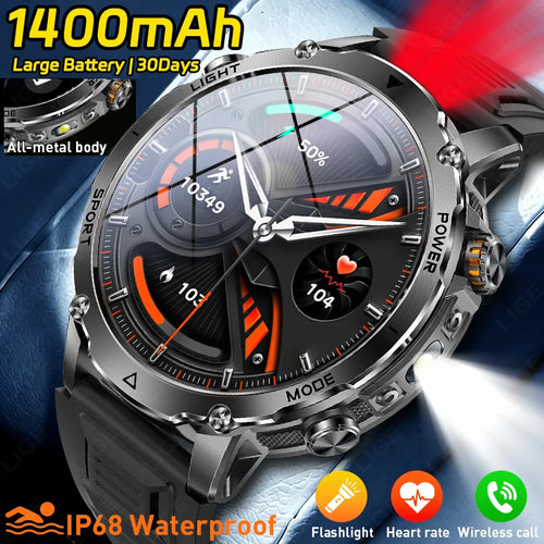 2026 New Built-In 1400Mah Super Large Battery Men Smart Watch Outdoor 1.7" HD Screen IP68 Waterproof BT Call Smartwatch
