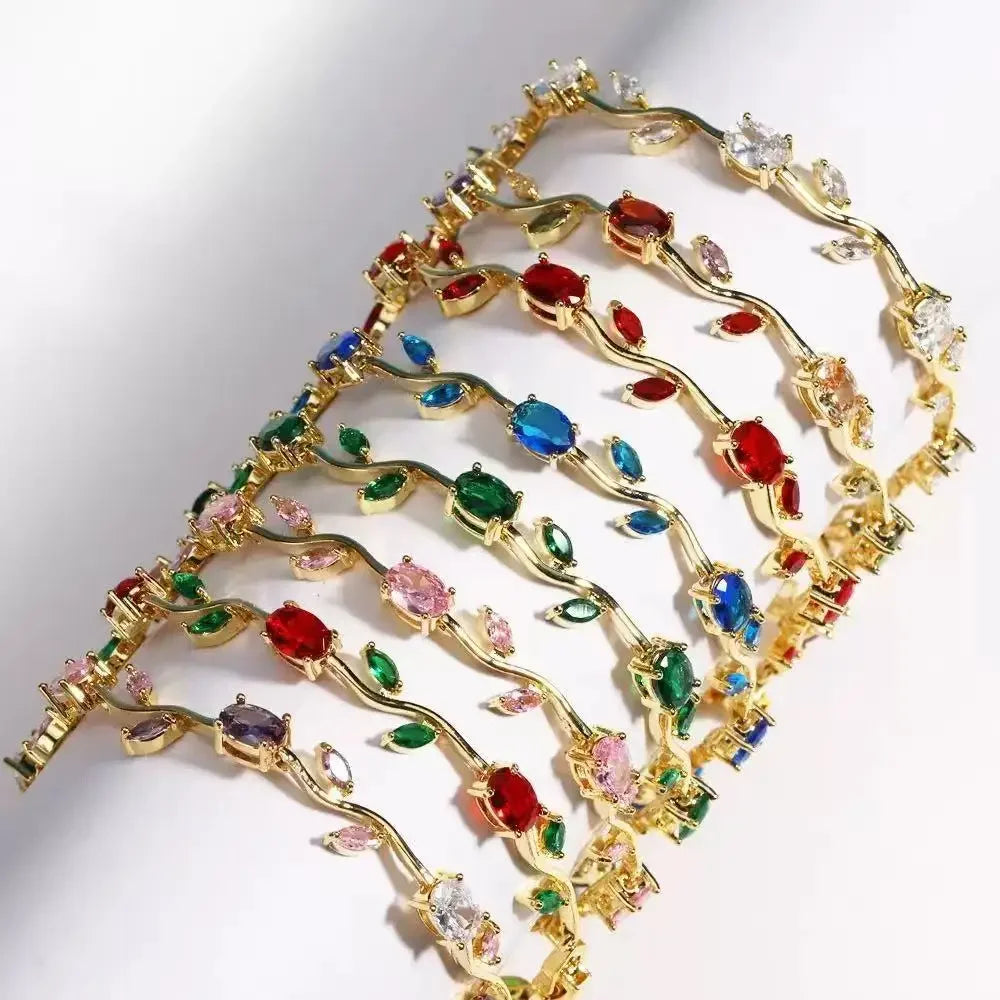 2026 Luxury Style Quality Zircon Micro-Inlaid Bracelet, Trendy Light Luxury Full Diamond Tulip Design, Mother'S Day Gift