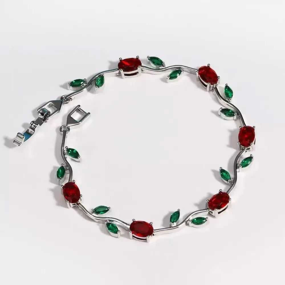 2026 Luxury Style Quality Zircon Micro-Inlaid Bracelet, Trendy Light Luxury Full Diamond Tulip Design, Mother'S Day Gift