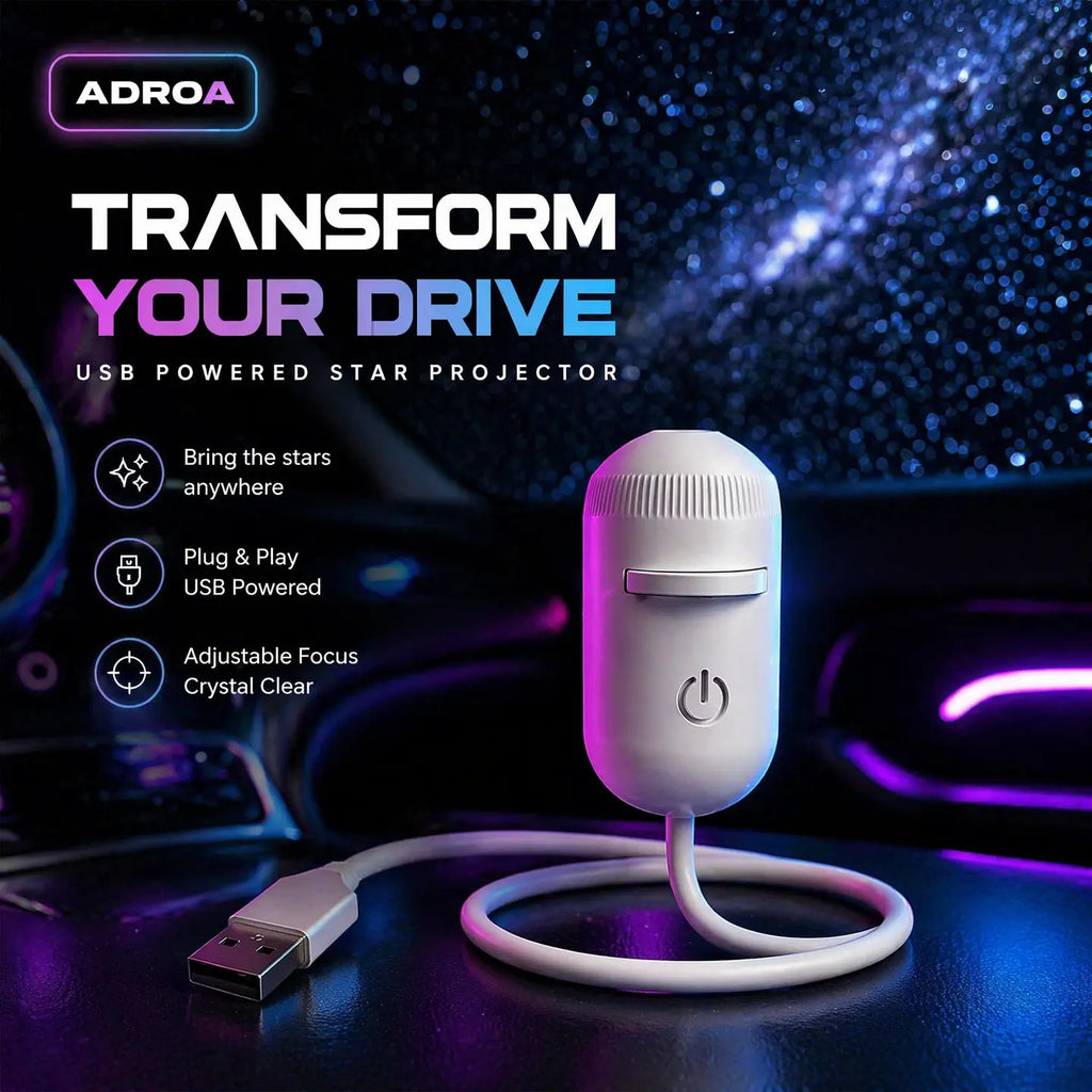 Galaxy Projector 2-In-1 Starry Sky Projector & Night Light USB Galaxy Projector Night Light for Car Ceiling Decor